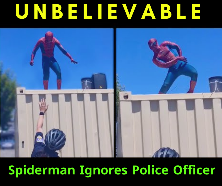 Spiderman Ignores Police Officer